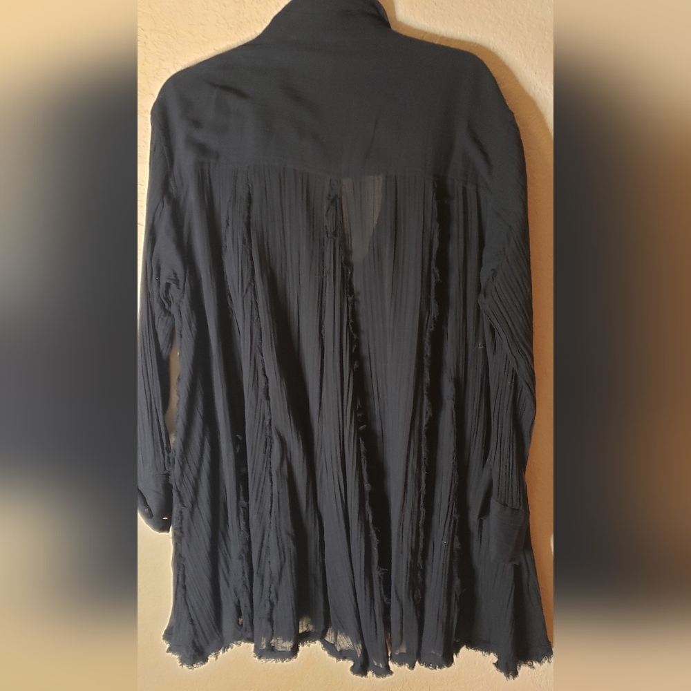 SOLD! Free People Splice Tunic Dress Button Up Black Large - Picture 6 of 6